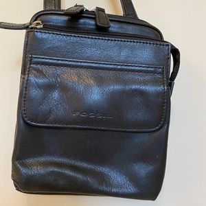 Fossil - black supple leather crossbody bag